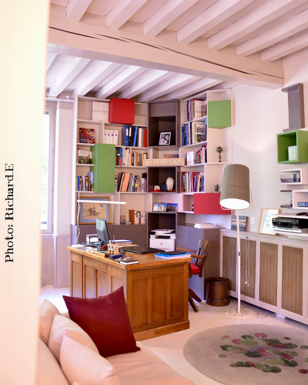 Bibliotheque contemporain sur mesure renovation maison morvan hannah elizabeth interior design