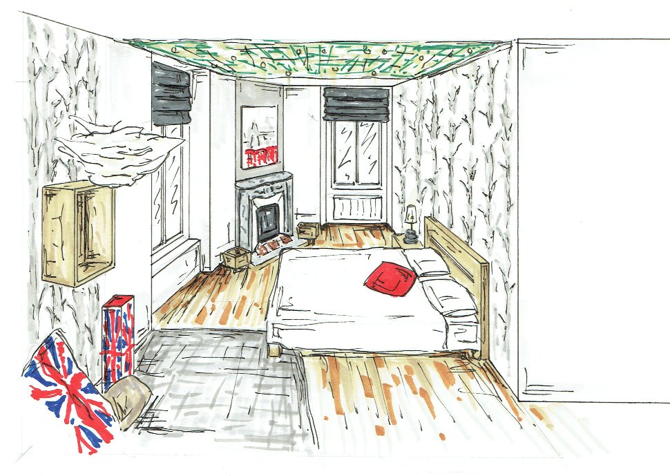 Chambre londres au naturel garcon croquis