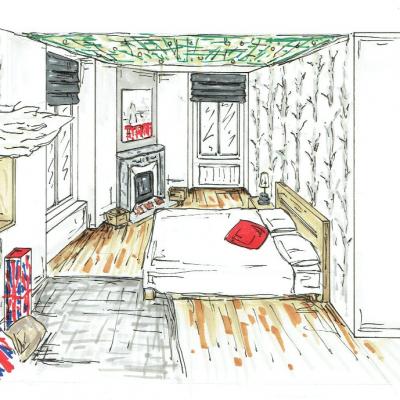 Chambre londres au naturel garcon croquis