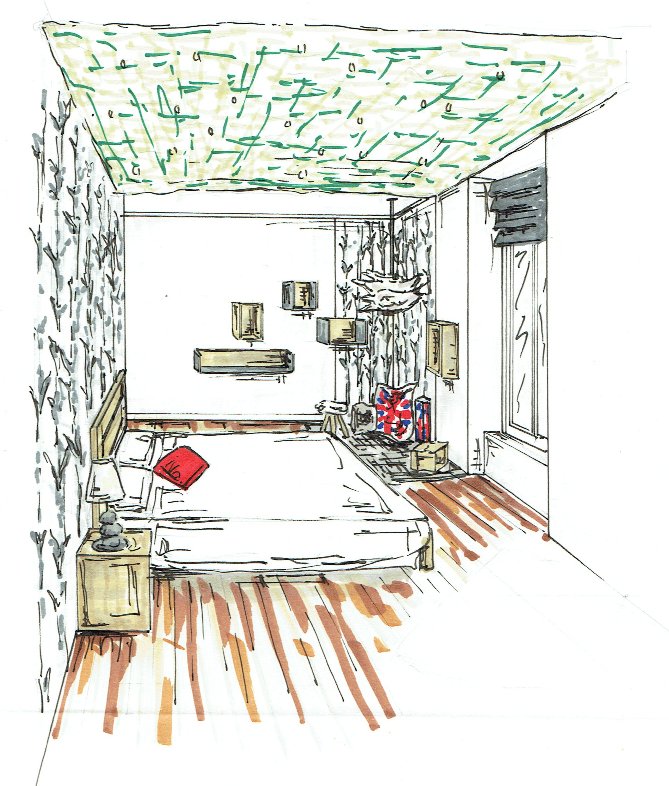 Chambre nature londres garcon croquis