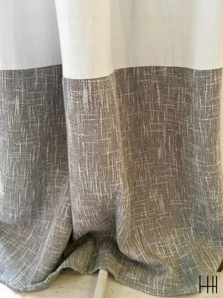 Rideaux blanc gris texture tapis hannah elizabeth interior design
