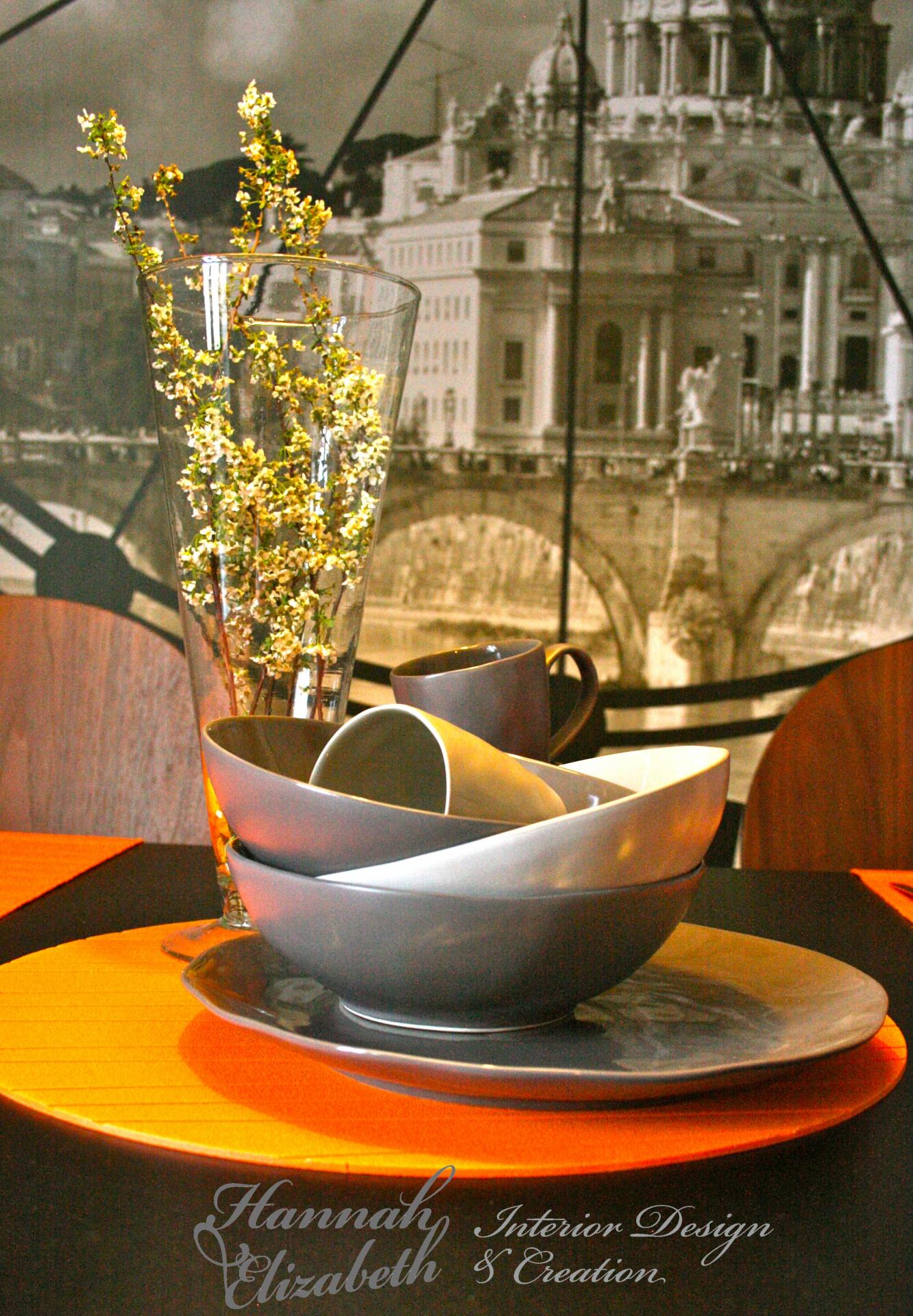 Table a manger contre mur trompe l oeil