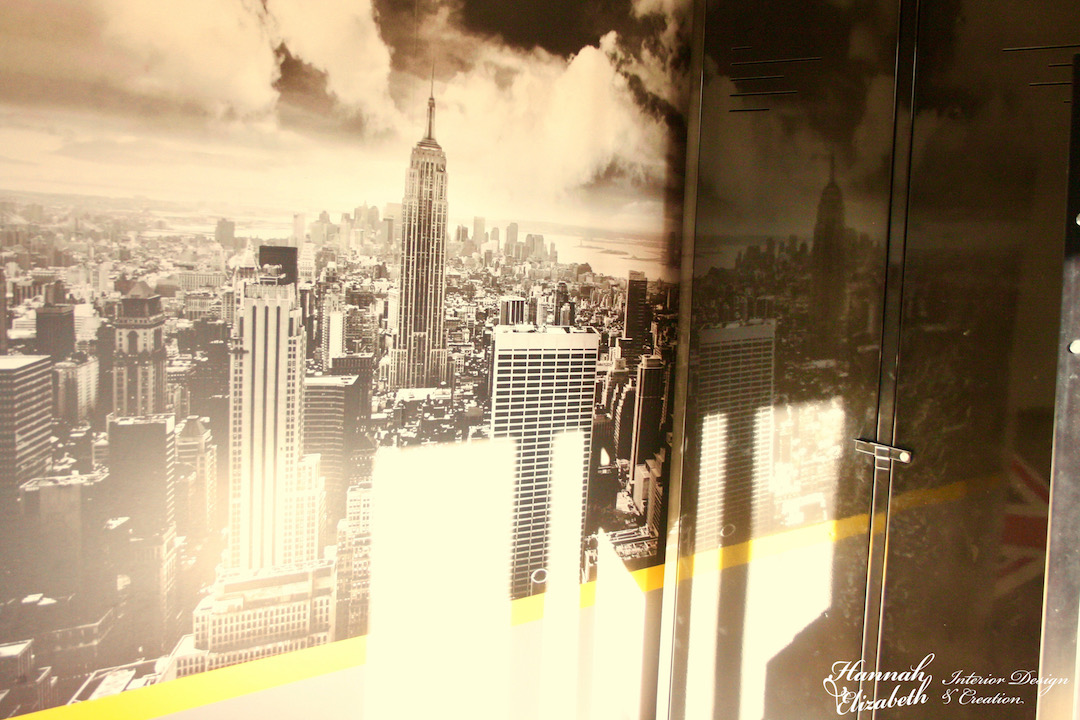 Trompe l oeil mural new york chambre garcon